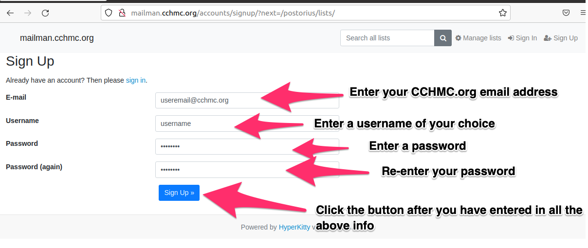 Research IT Hub > Creating an account on the Mailman system. > 2 fillout form.png